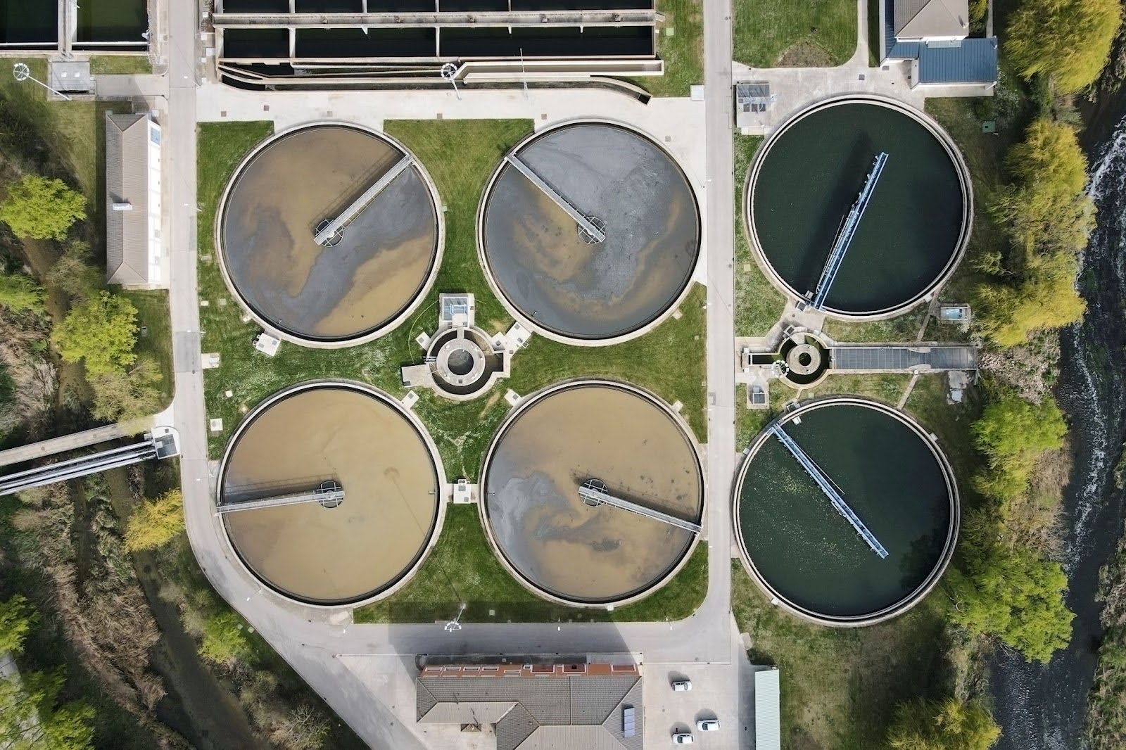 Aerial View Of Wastewater Treatment and Recycle Plan