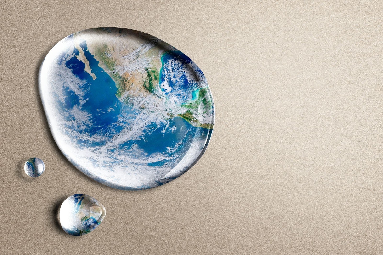 Earth Image In Water Puddle